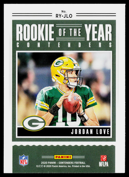 2020 Panini Contenders Football Jordan Love Rookie of the Year RY-JLO