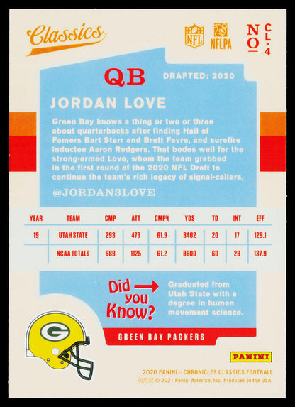 2020 Panini Chronicles Classics Jordan Love Rookie #CL-4 RC