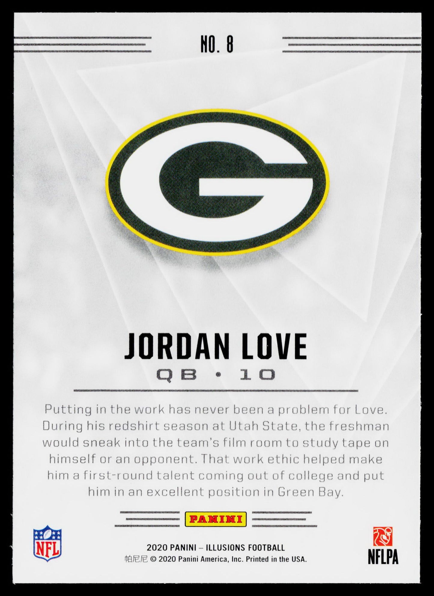 Jordan Love 2020 Panini Illusions Football #8 Rookie Green Bay Packers