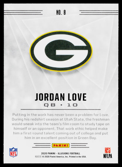 Jordan Love 2020 Panini Illusions Football #8 Rookie Green Bay Packers