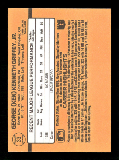 1989 Donruss Ken Griffey Jr Rookie RC Card