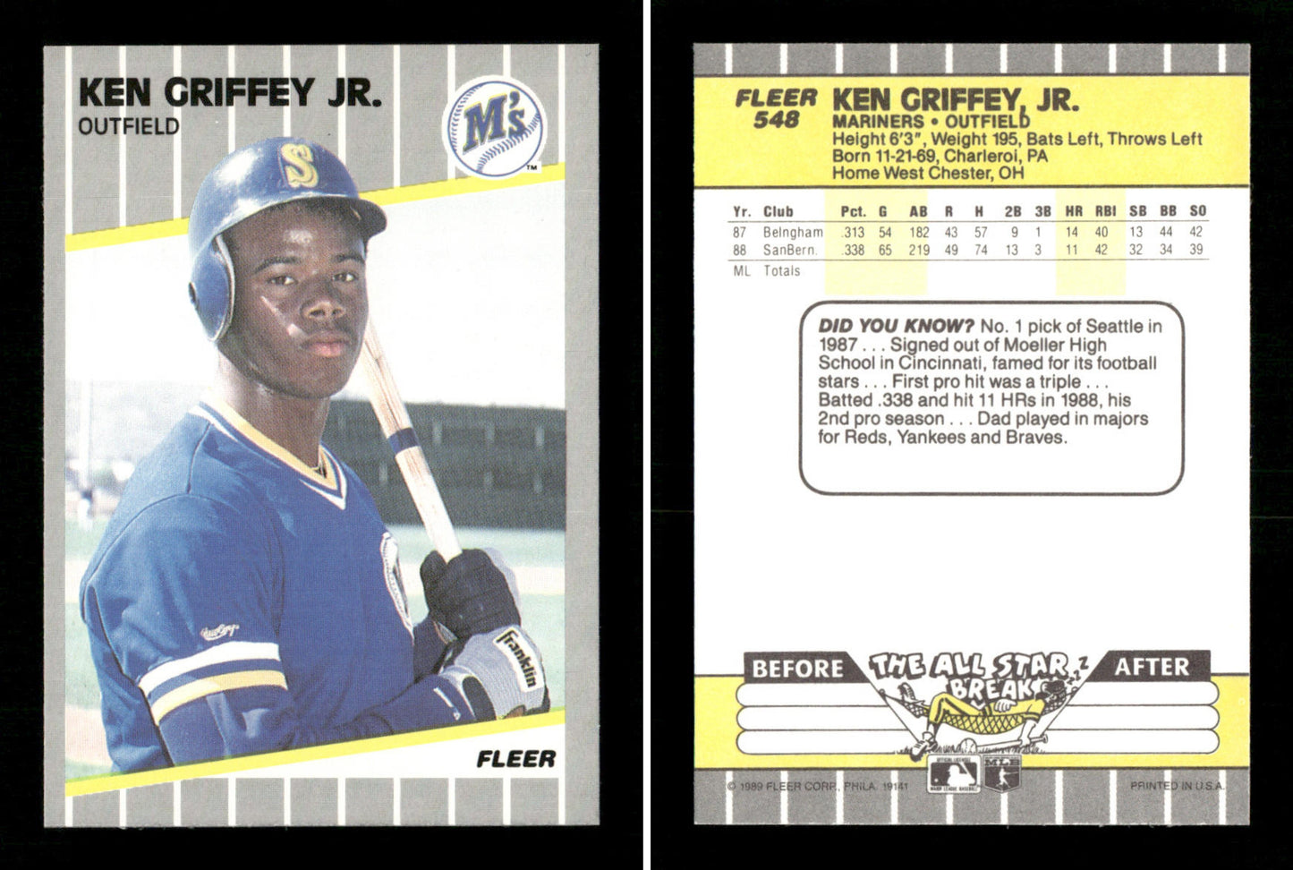 1989 Fleer Ken Griffey Jr RC Rookie #548
