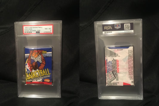 1989 Fleer Basketball Graded Wax Pack PSA 8 - Magic Johnson Sticker on Top