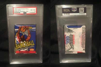 1989 Fleer Basketball Wax Pack PSA 8 - Charles Barkley Sticker on Top