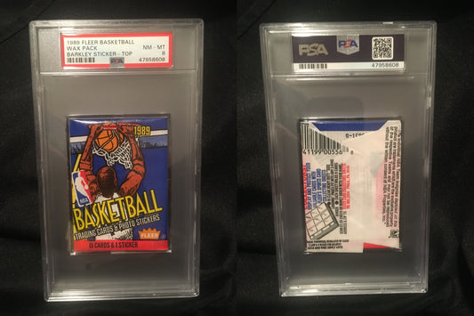 1989 Fleer Basketball Wax Pack PSA 8 - Charles Barkley Sticker on Top