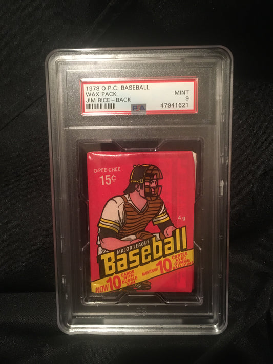 1978 O Pee Chee Baseball Wax Pack PSA 9 Jim Rice on back