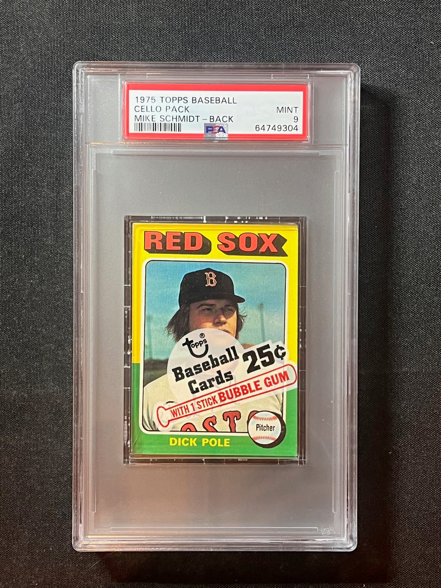 1975 Topps Baseball Cello Pack Dick Pole on top and Mike Schmidt on back PSA 9!