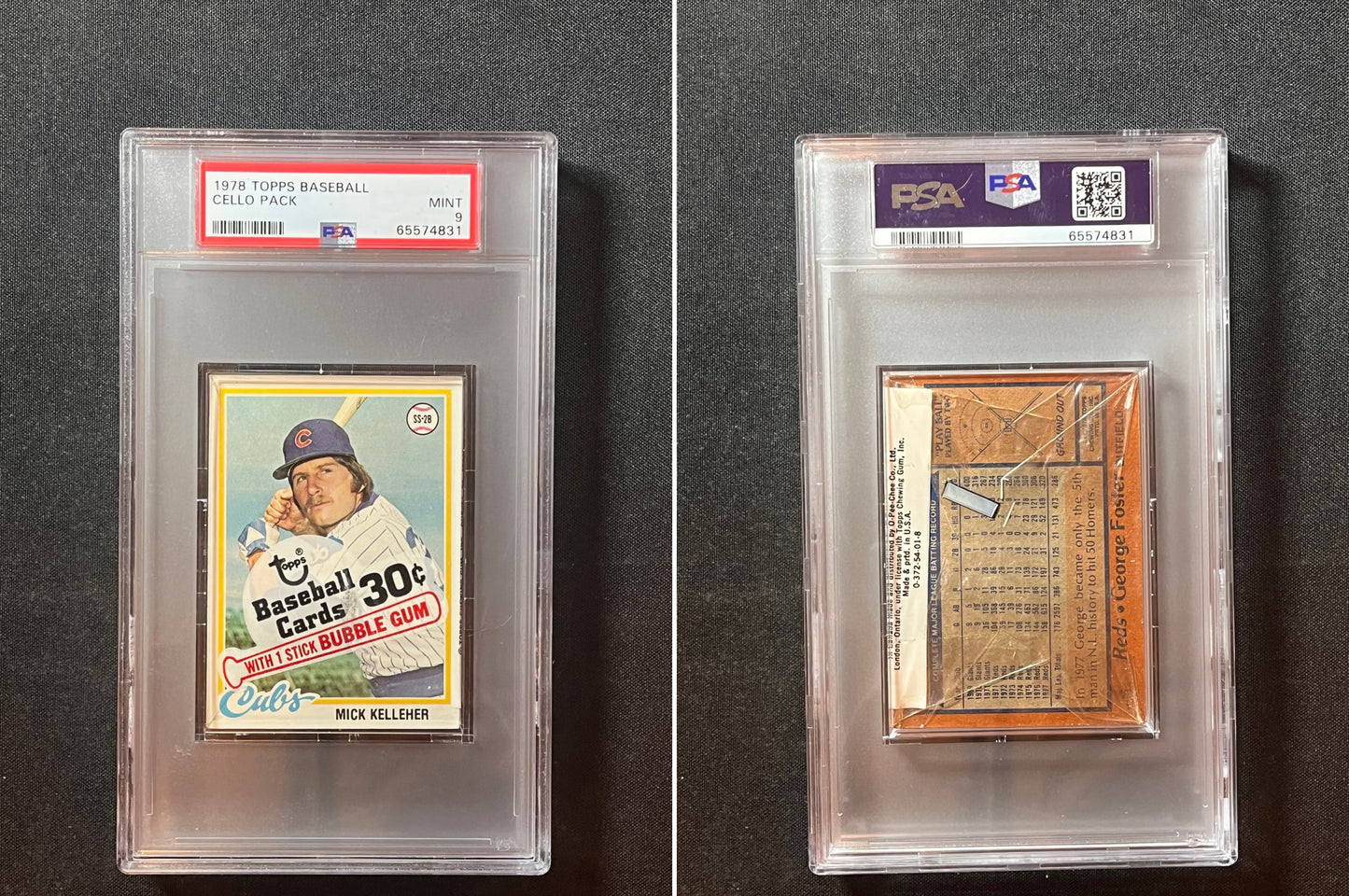 1978 Topps Baseball Cello Graded PSA 9 Mick Kelleher & George Foster