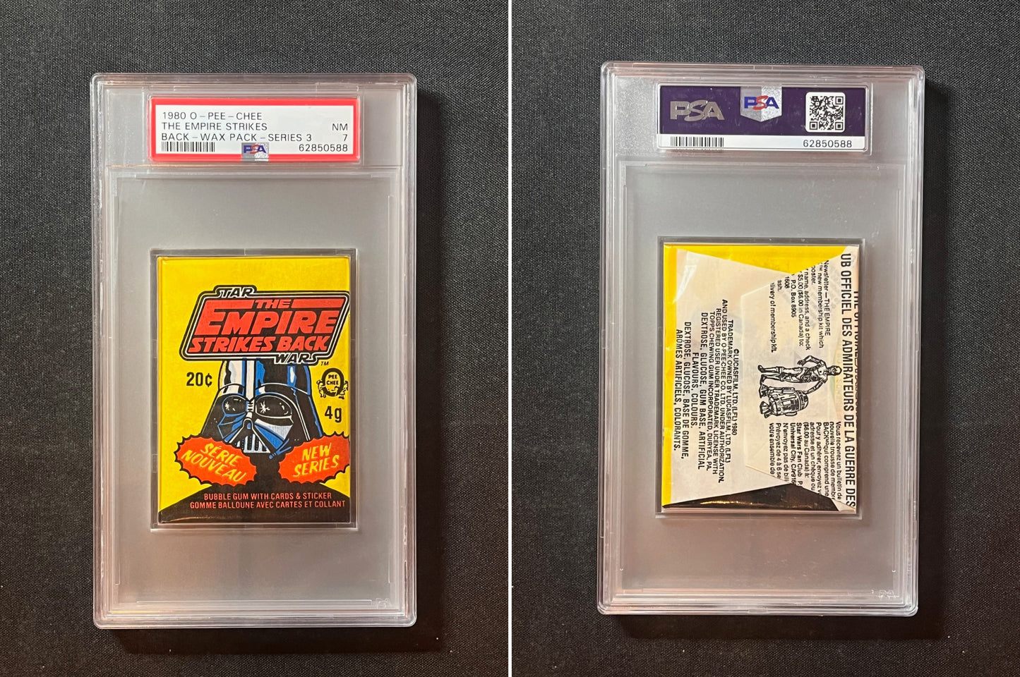 1980 OPC O PEE CHEE EMPIRE STRIKES BACK SERIES 3 WAX PACK PSA 7