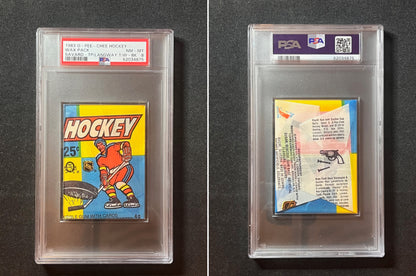 1983-84 O-PEE-CHEE Hockey PACK PSA 8 Denis Savard & Rod Langway Trophy Winner on back
