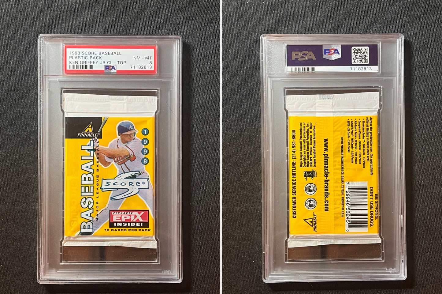 1998 Score MLB Baseball Factory Sealed Pack with Ken Griffey Jr CL on Top PSA 8