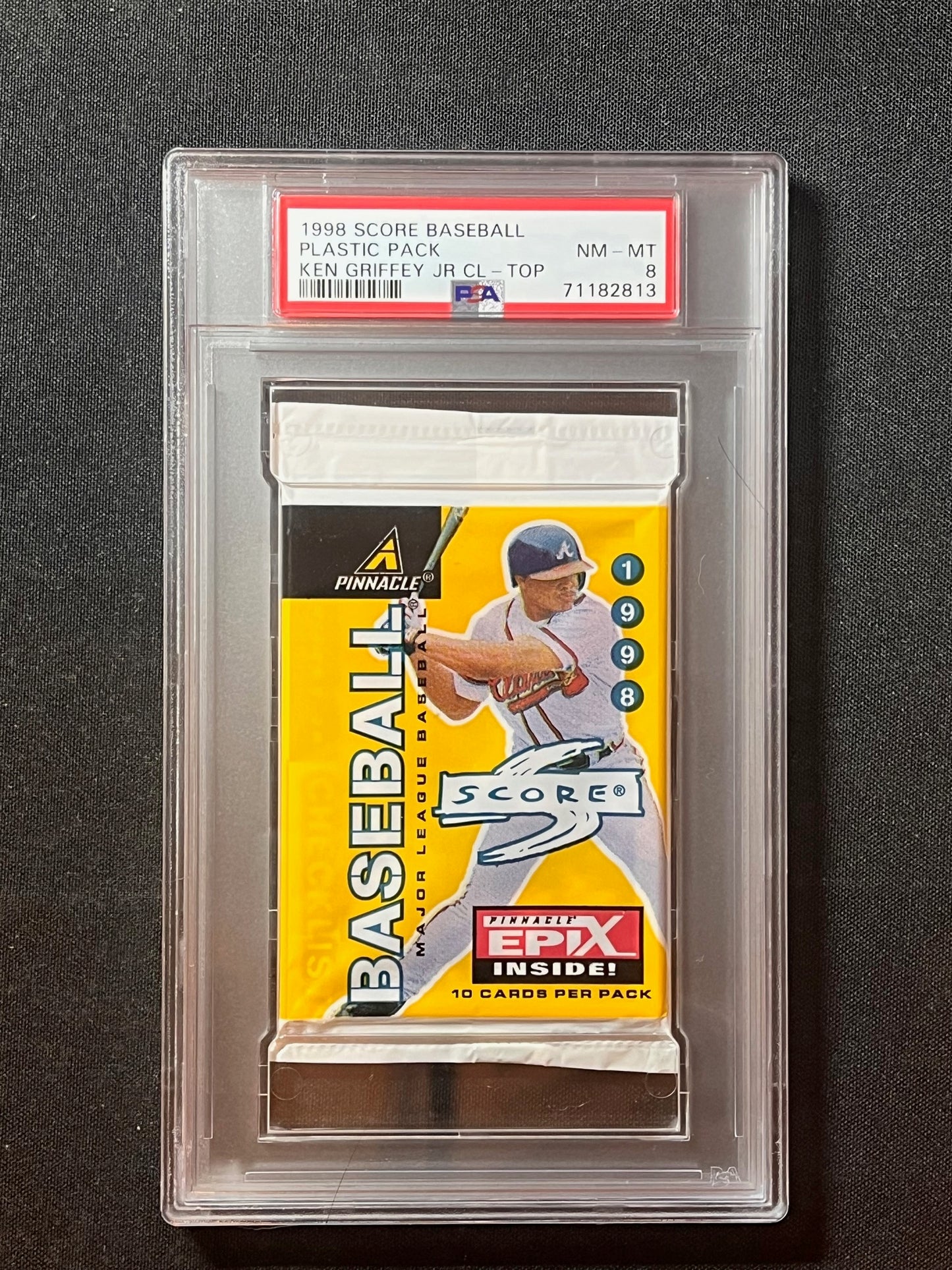 1998 Score MLB Baseball Factory Sealed Pack with Ken Griffey Jr CL on Top PSA 8