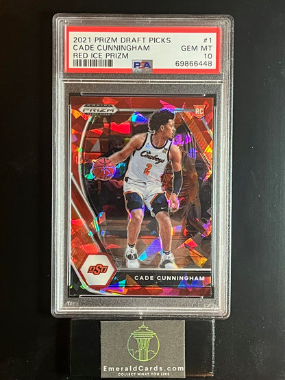 2021 Prizm Draft Picks Cade Cunningham Rookie Card RC Red Ice #1 PSA 10