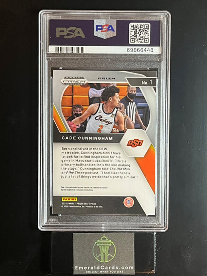 2021 Prizm Draft Picks Cade Cunningham Rookie Card RC Red Ice #1 PSA 10