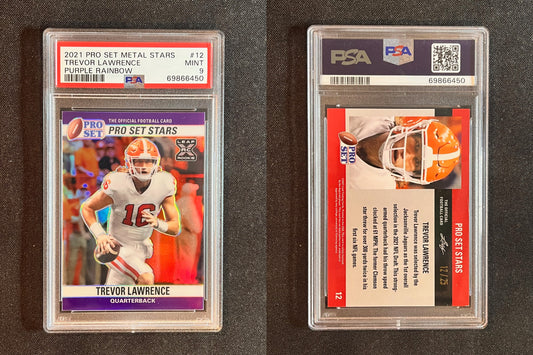 TREVOR LAWRENCE 2021 Leaf Metal PRO SET STARS PURPLE RAINBOW #17/25 PSA 9