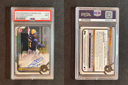 2022 Bowman Chrome Mega Jackson Chourio Mojo Refractor Auto PSA 9