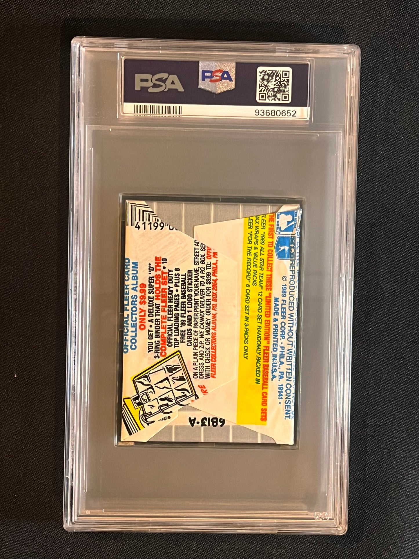 1989 Fleer Baseball Wax Pack w/ Ken Griffey Jr on Back! graded PSA 8