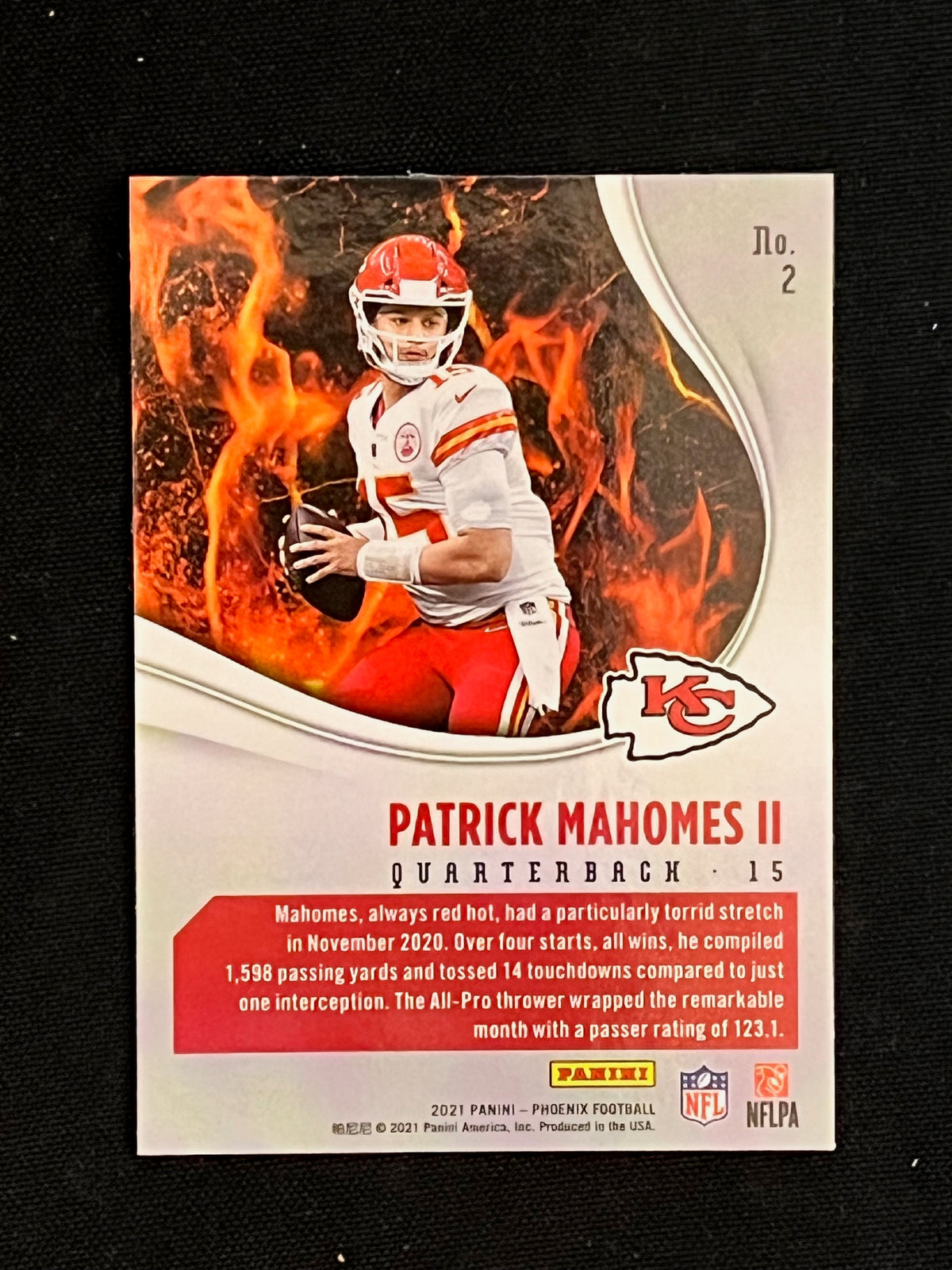 2021 Panini Phoenix Football Patrick Mahomes II Heat Wave #2 - back