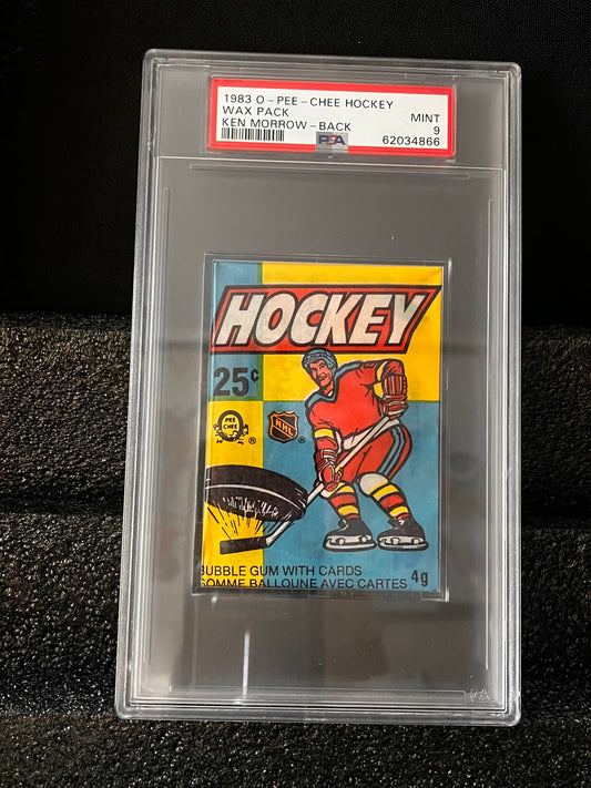 1983 O-PEE-CHEE OPC Hockey wax pack PSA 9 KEN MORROW BACK POPULATION 1!!