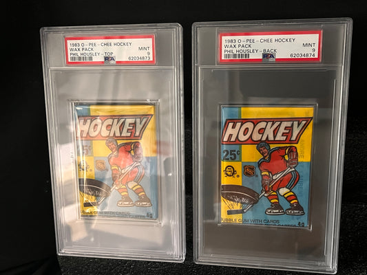 (2) 1983 O-PEE-CHEE OPC Hockey pack PSA 9 HOF'er Phil Housley on Front & Back