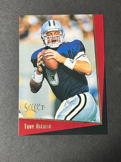 1993, 1995, 1999, 2000 Troy Aikman 4 card lot Dominos, Score, Pinnacle, Select