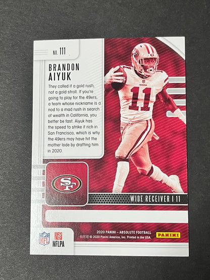 2020 Panini Absolute Brandon Aiyuk RC #111 San Francisco 49ers