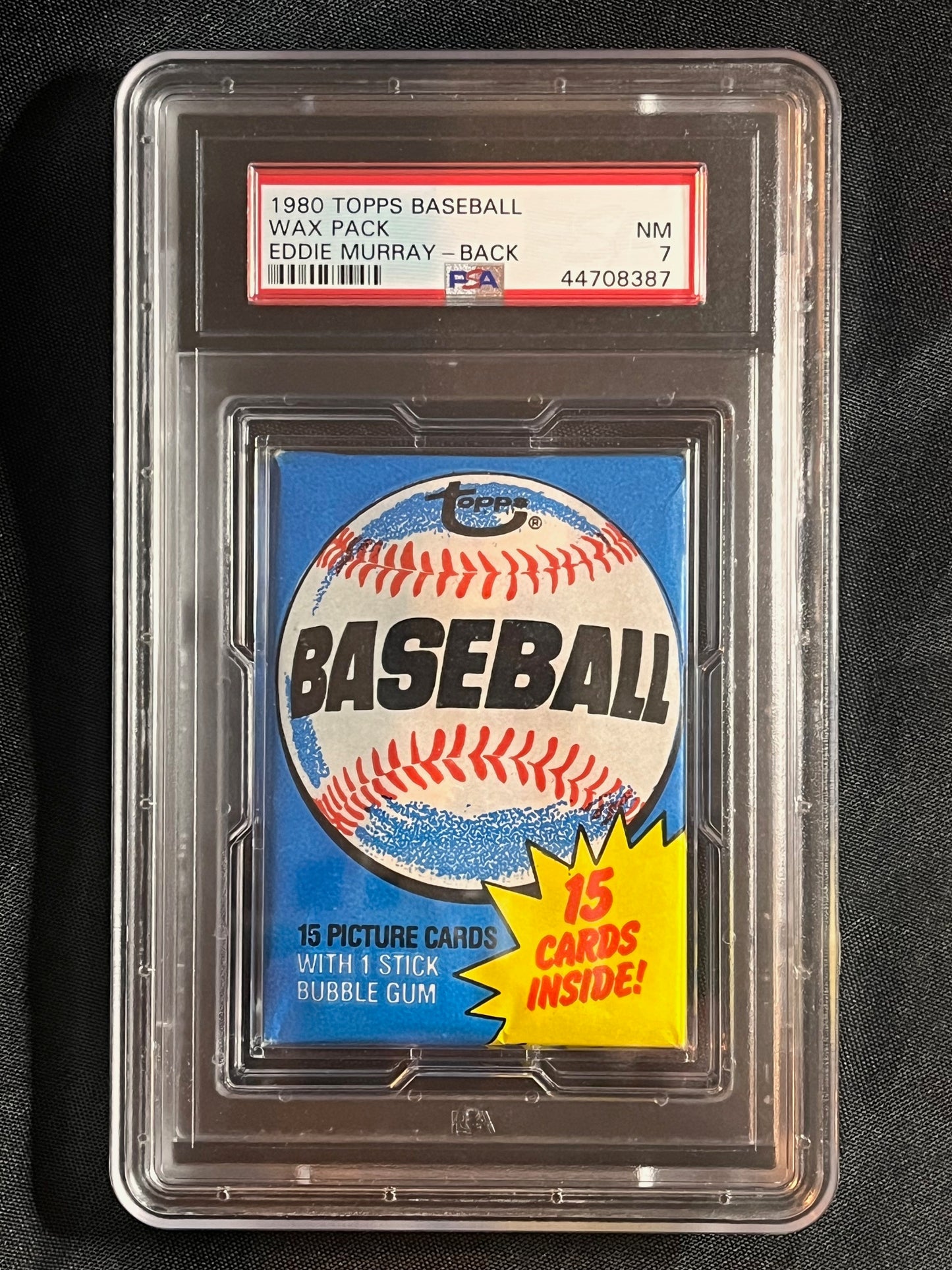 1980 Topps Baseball Graded Wax Pack with Eddie Murray on Back - PSA 7!