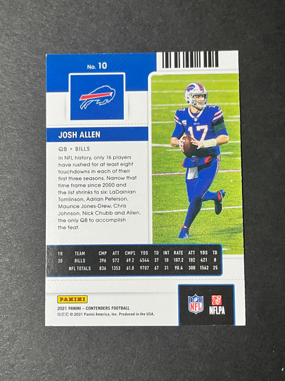 (2) Lot 2021 Panini Contenders Football #10 Josh Allen Season Ticket