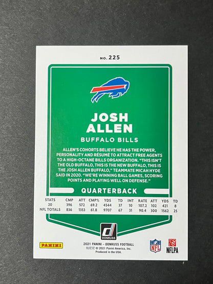 2021 Donruss Football #225 Josh Allen Red Press Proof No Helmet Variation