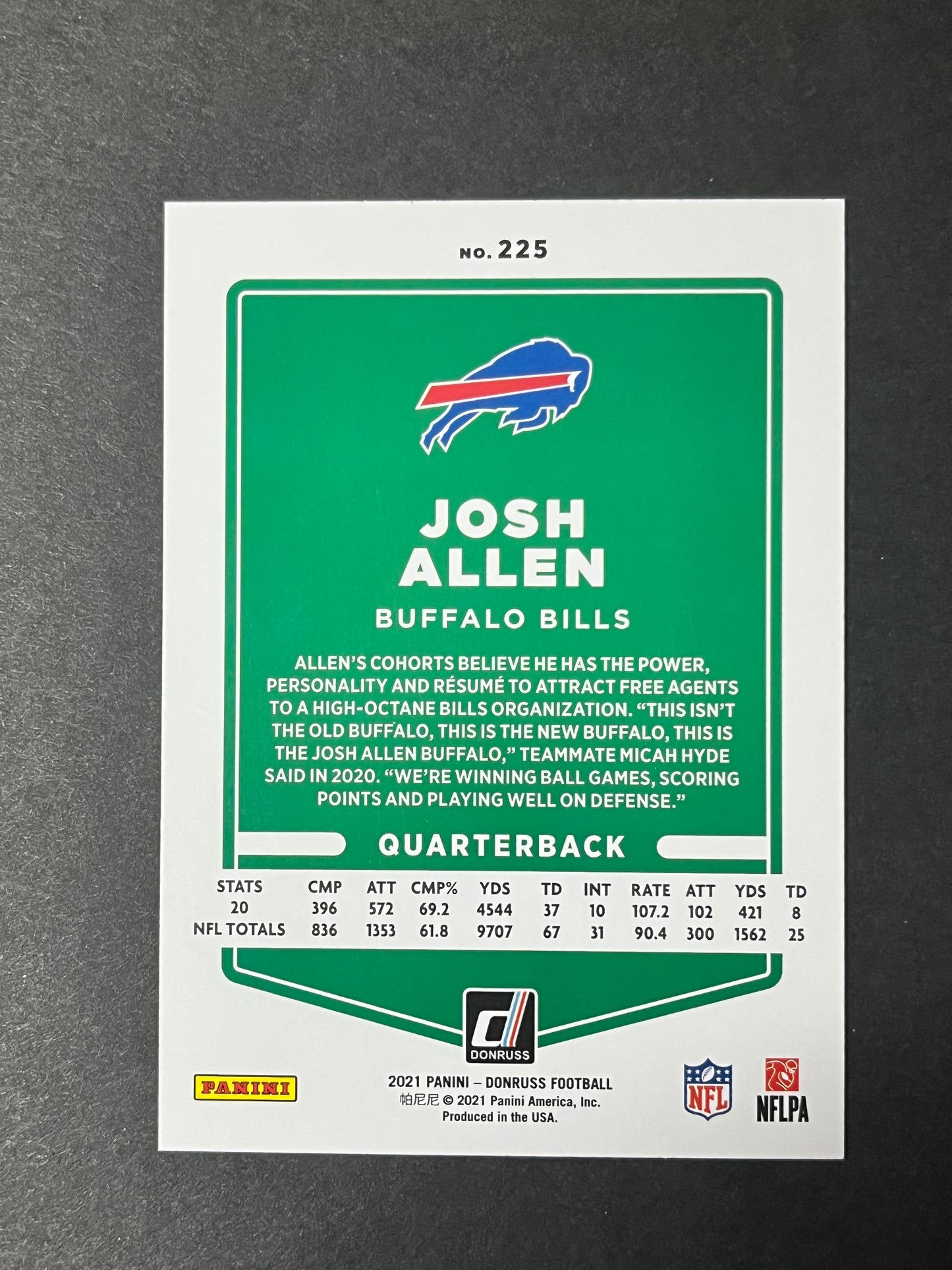 2021 Donruss Josh Allen - Mask / No helmet variation #225