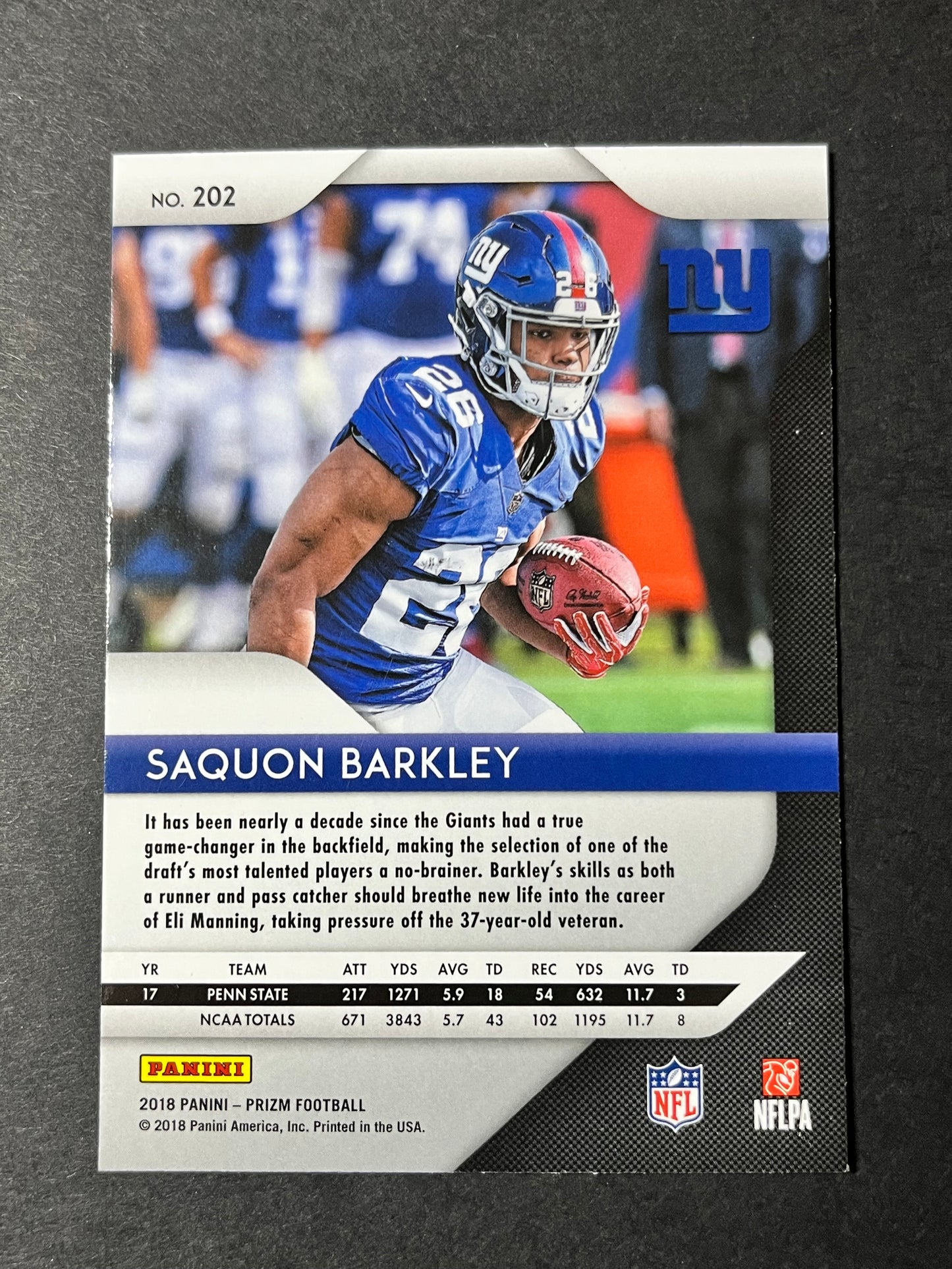 2018 Panini Prizm Football Saquon Barkley #202 RC