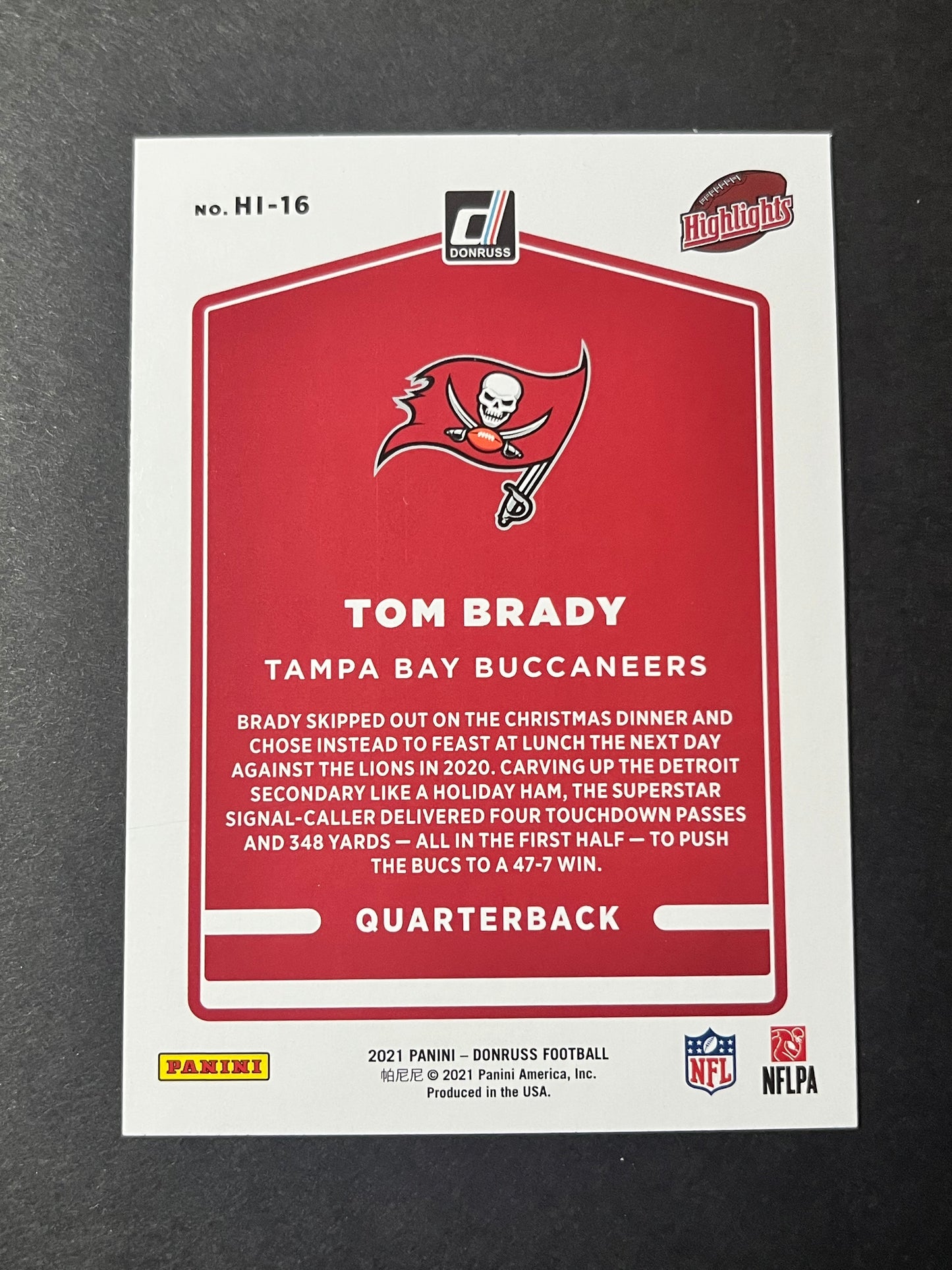 2021 Panini Donruss Football Tom Brady #HI-16