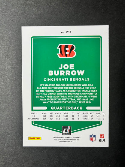 2021 Donruss Football Joe Burrow - No Helmet Variation #211