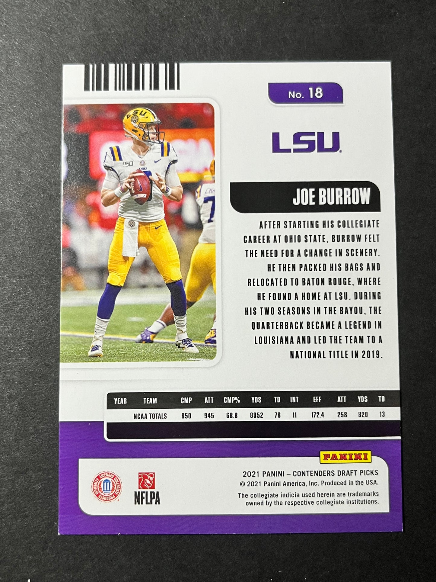 2021 Contenders Draft Picks Season Ticket Joe Burrow #18