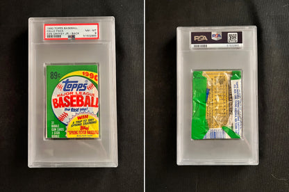 1990 Topps Baseball Cello Pack Ken Griffey Jr on Back! PSA 8