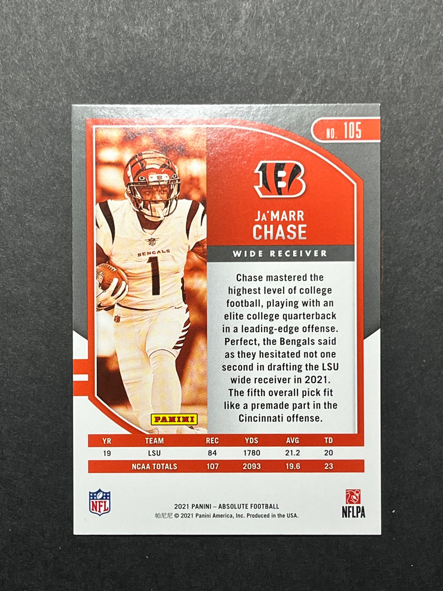 2021 Panini Absolute Ja'Marr Chase #105 RC