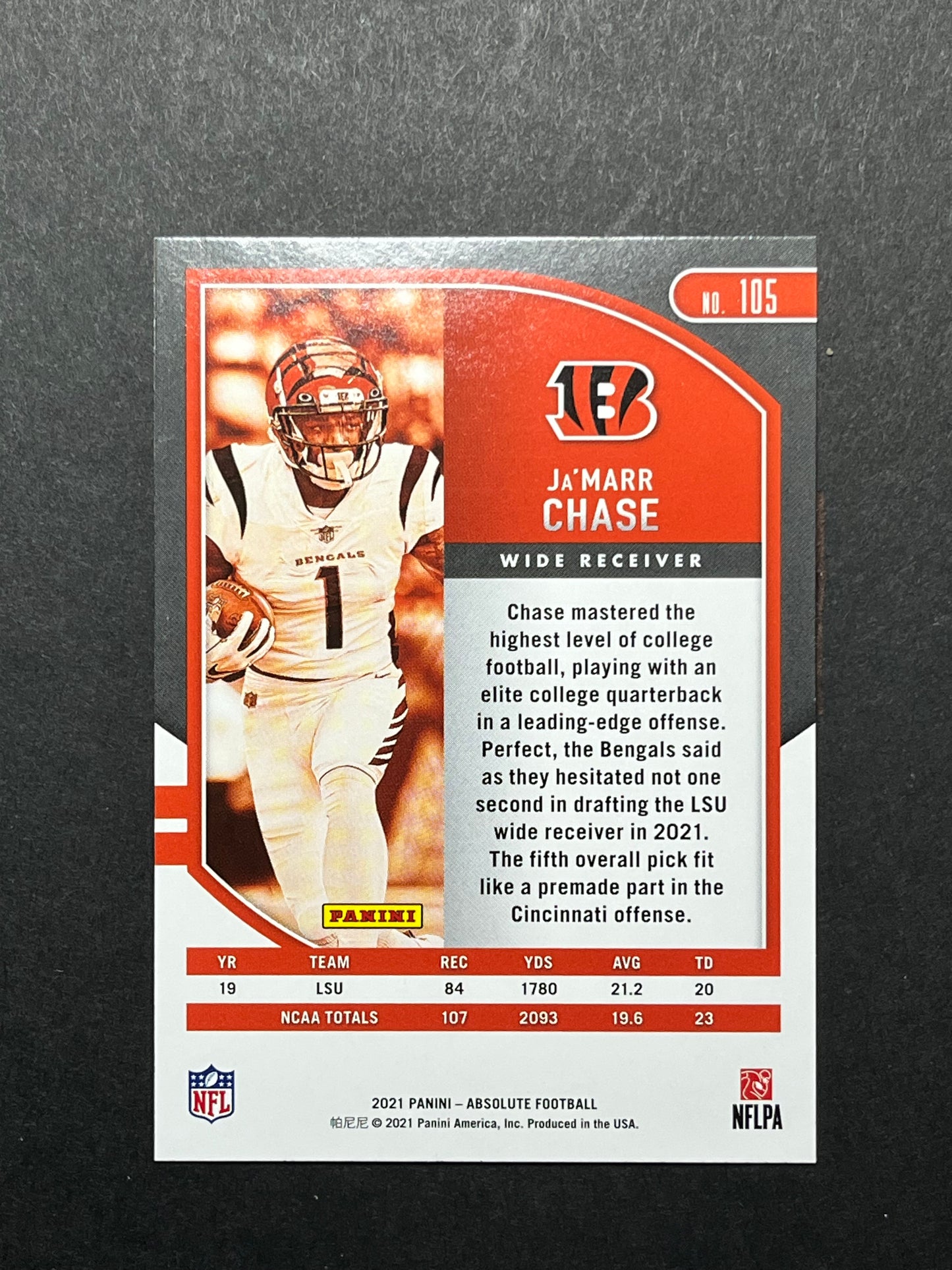 2021 Panini Absolute Ja'Marr Chase #105 RC