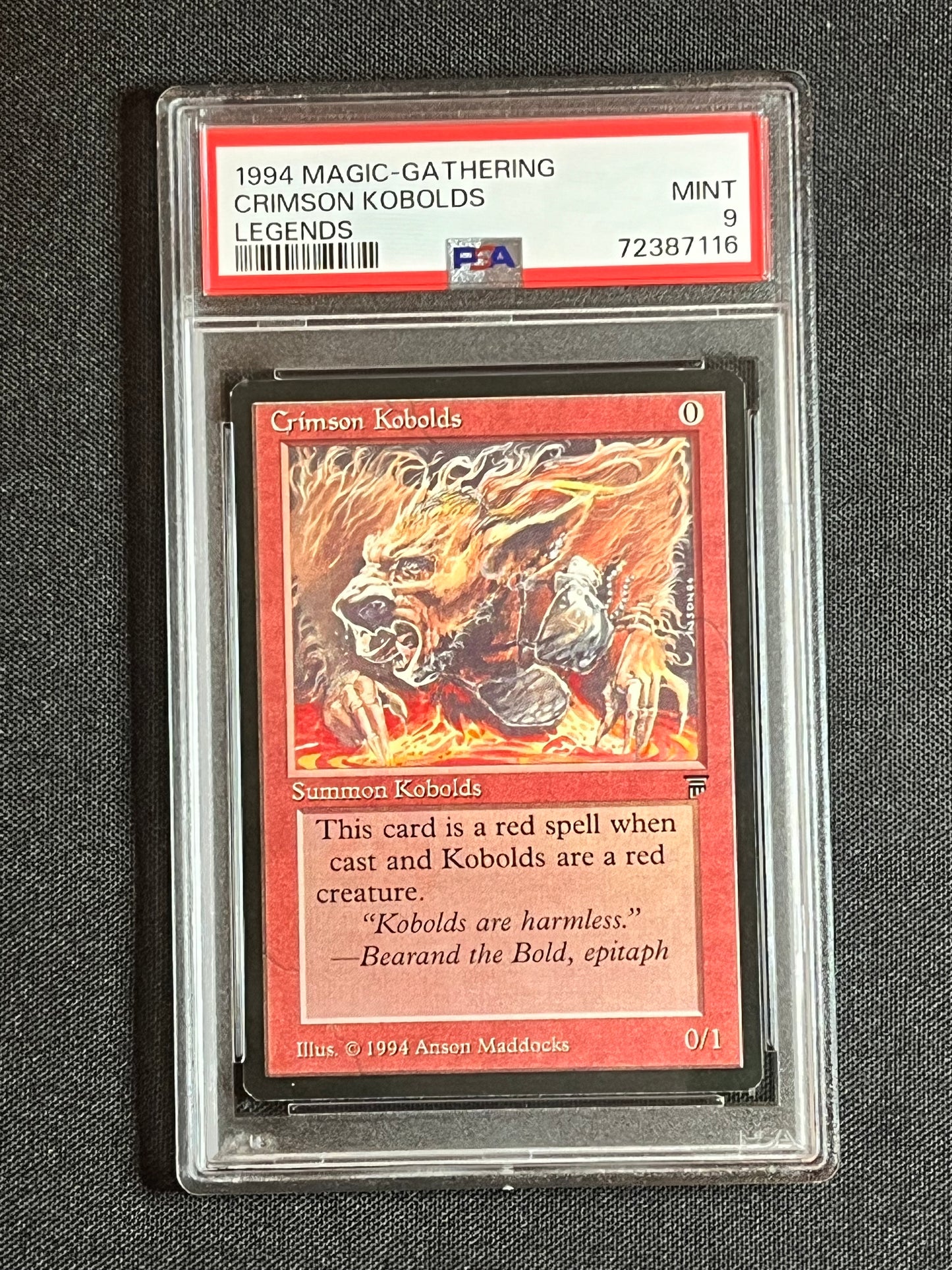 Magic The Gathering MTG Legends Crimson Kobolds PSA 9! MINT