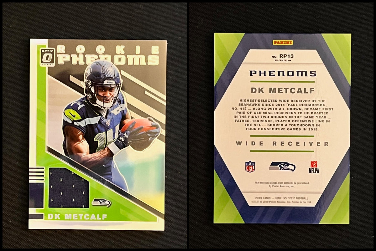 2019 Panini Donruss Optic Football DK Metcalf Rookie Phenoms Jersey Swatch #RP-12 - front and back