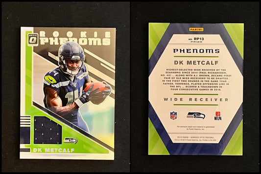2019 Panini Donruss Optic Football DK Metcalf Rookie Phenoms Jersey Swatch #RP-12 - front and back