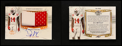 2019 Leaf Trinity DK Metcalf Authentic Player-Worn Patch On-Card Auto #PA-DKM - front and back