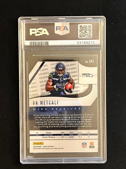 2019 Panini Prizm Football DK Metcalf Rookie #343 – PSA 10 - slab back