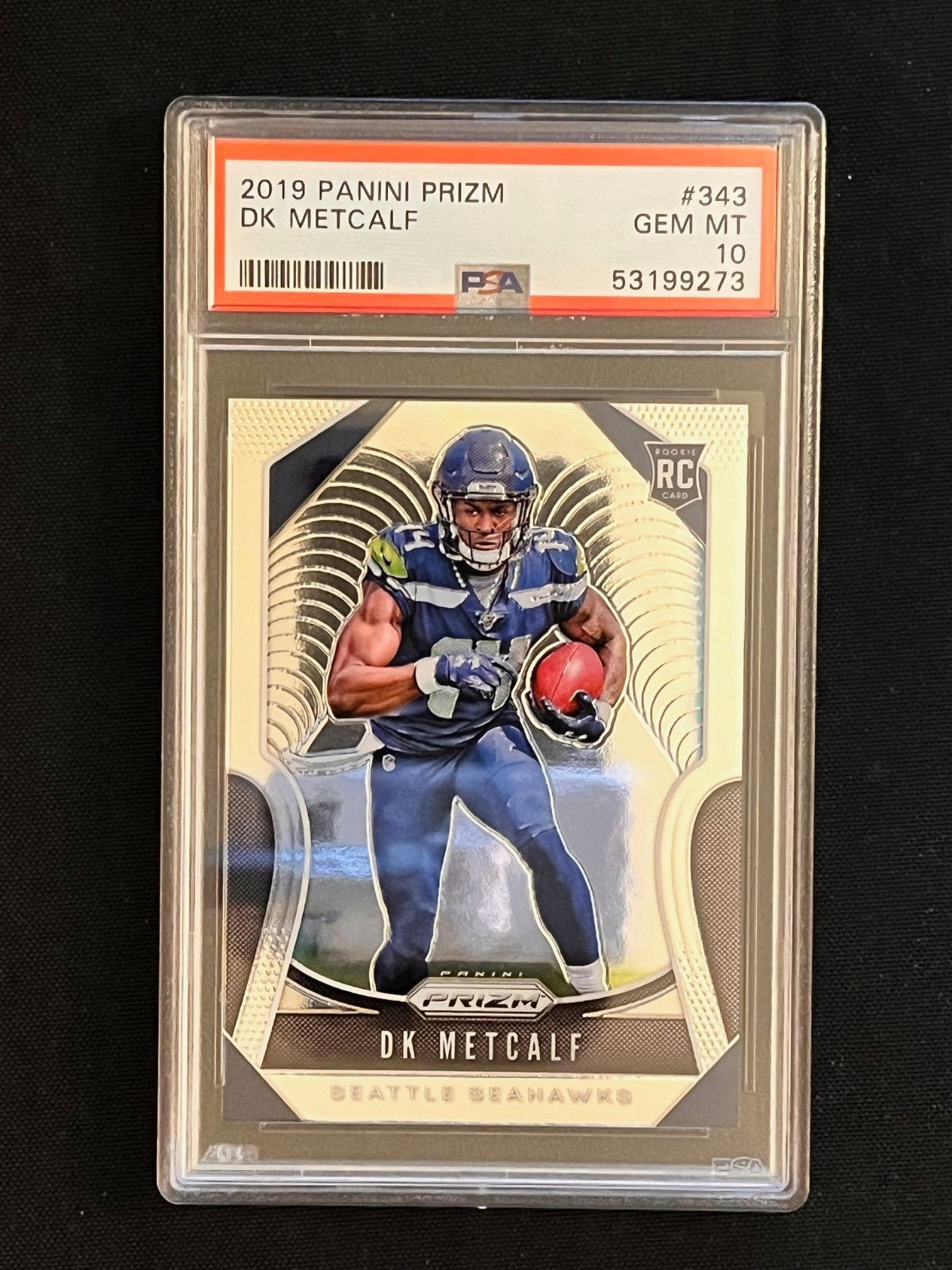 2019 Panini Prizm Football DK Metcalf Rookie #343 – PSA 10 - slab front