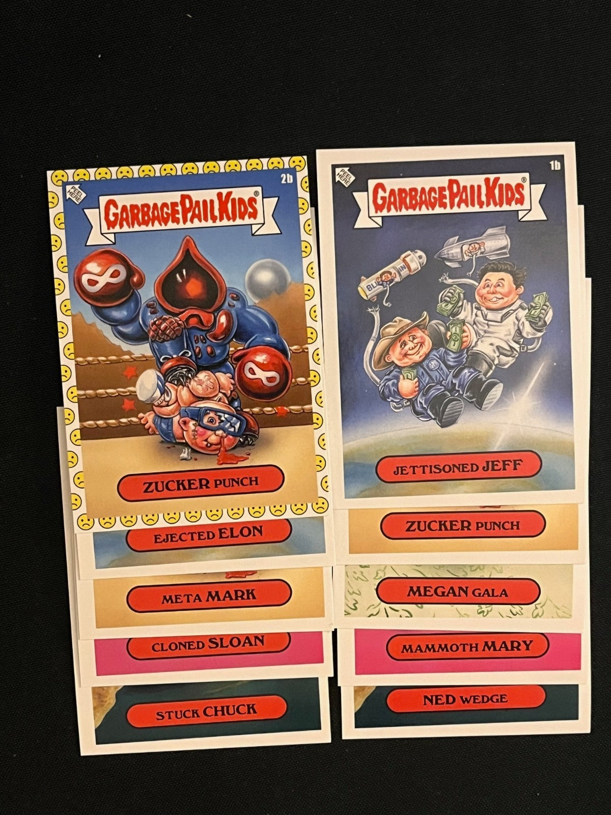 2021 Topps Garbage Pail Kids 2021 Was the Worst! – 10-Card Set - all 10 cards front, including Ejected Elon and Jettisoned Jeff