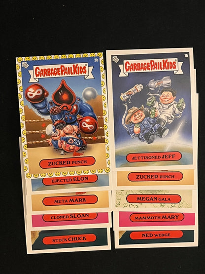 2021 Topps Garbage Pail Kids 2021 Was the Worst! – 10-Card Set - all 10 cards front, including Ejected Elon and Jettisoned Jeff