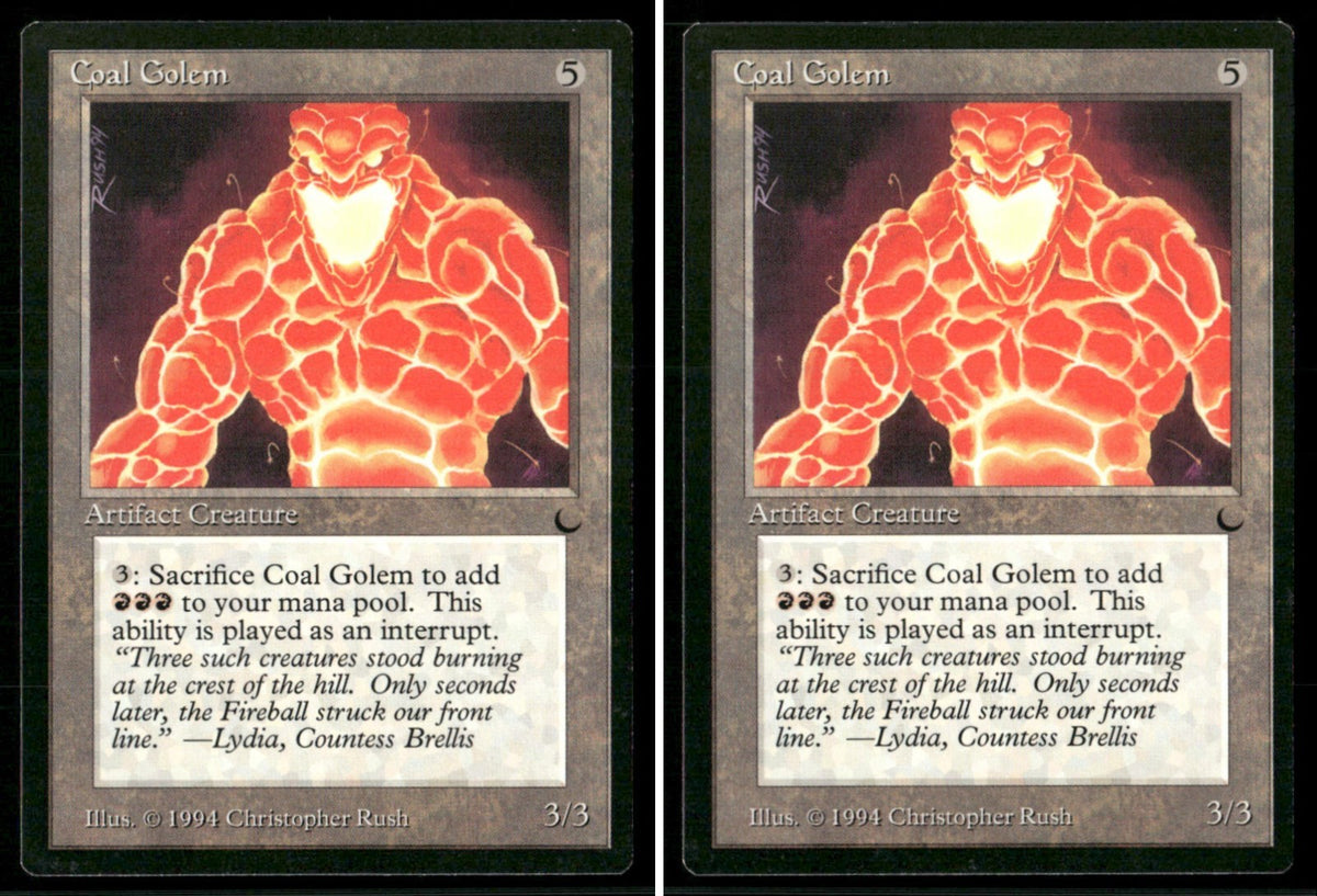 1994 Magic: The Gathering The Dark Coal Golem – 2-Card Lot, NM-Mint - both cards front