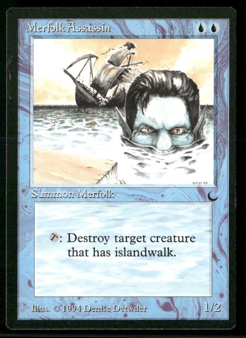 1994 Magic: The Gathering The Dark Merfolk Assassin – 3-Card Lot, NM-Mint - front