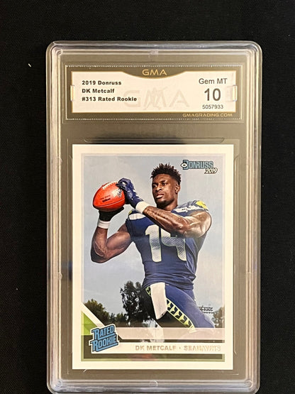 2019 Panini Donruss Football DK Metcalf Rated Rookie #313 – GMA 10 - slab front