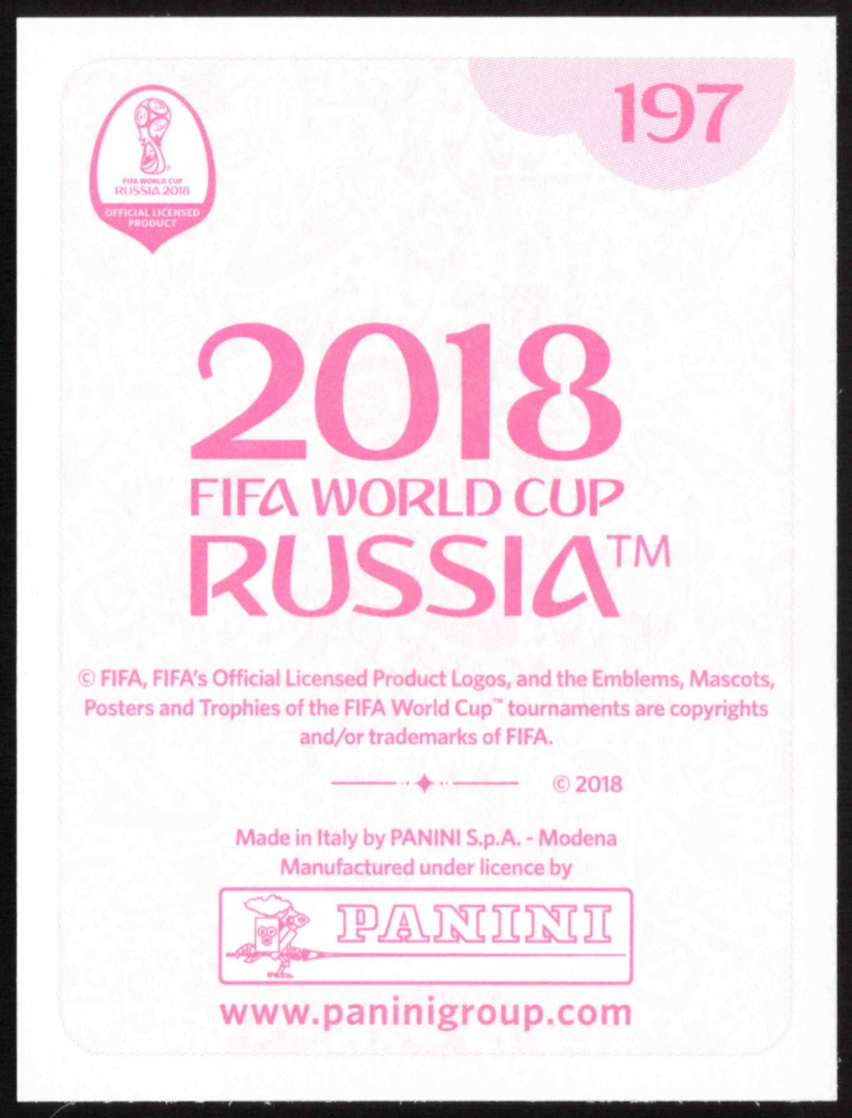 2018 Panini World Cup Kylian Mbappé #197 Pink Back Sticker - back