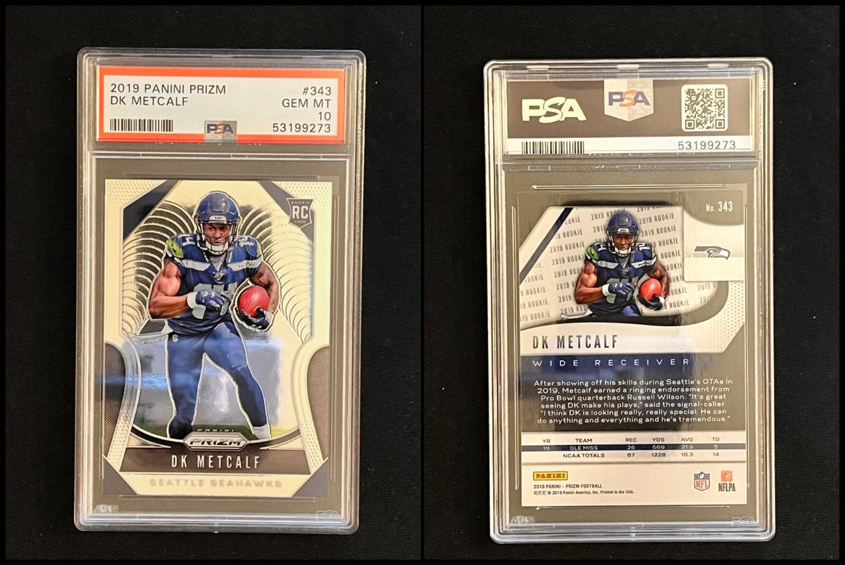 2019 Panini Prizm Football DK Metcalf Rookie #343 – PSA 10 - slab front and back